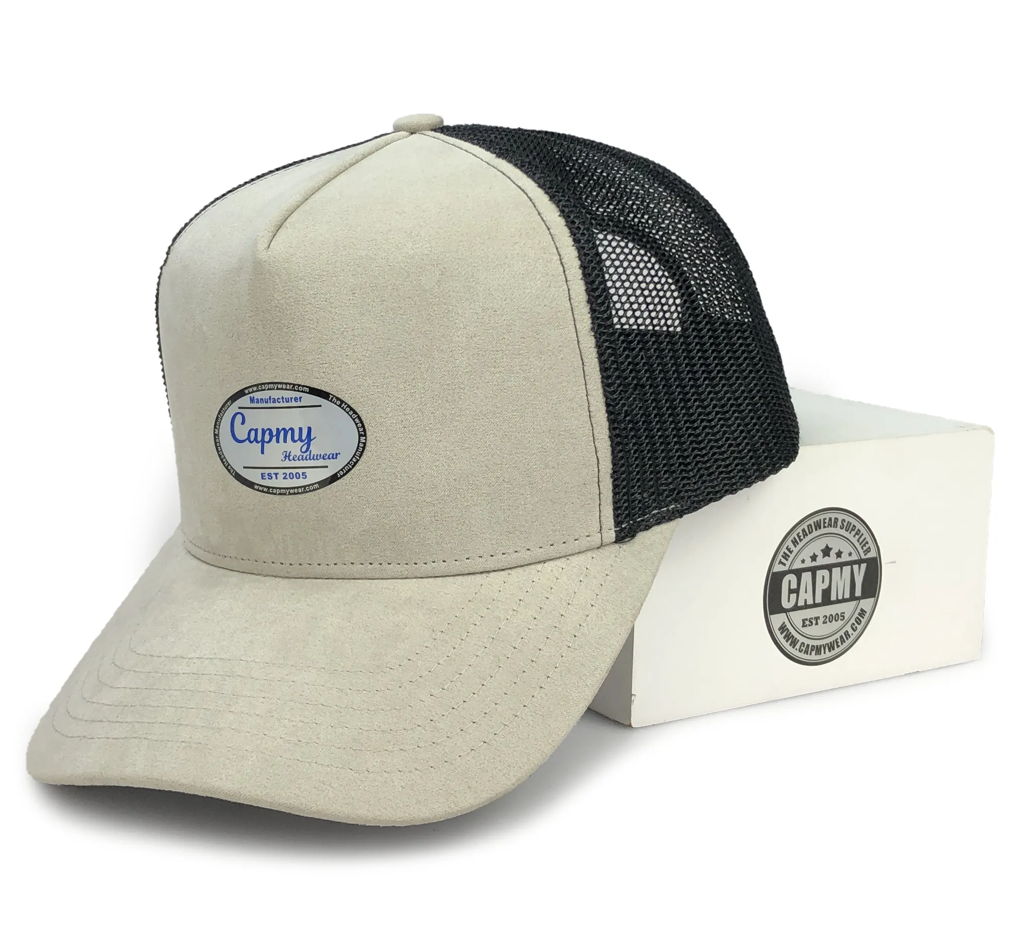 Tùy Chỉnh Grey Lưới Trống Da Lộn Trucker Hat Cho Nam Giới Unisex Cổ Điển Xl Mũ Da Lộn 5 Bảng Điều Chỉnh Lưới Tùy Chỉnh Trucker Hat Da Lộn