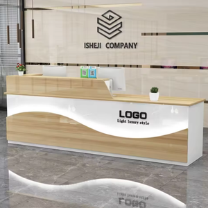 Mostrador de Recepción Blanco de Lujo, Diseño de Mostrador de Oficina, Mostrador de Recepción de Oficina de Lujo, Mesa de Recepción de Oficina - Product Image 1