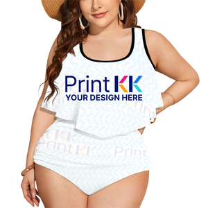 Traje de baño de dos piezas con volantes de talla grande Servicios personalizados - Product Image 5