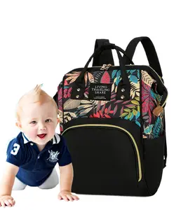 Mochila de bebê multifuncional com estampa de estilo coreano, bolsa de bebê de grande capacidade para múmias