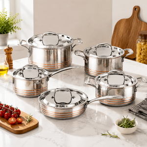 Luxury Top Quality 10pcs <strong>Stainless</strong> <strong>Steel</strong> 5ply Copper Core Cookware <strong>Set</strong> Kitchenware <strong>Saucepan</strong> Frypan Stockpot <strong>Set</strong> - Product Image 1