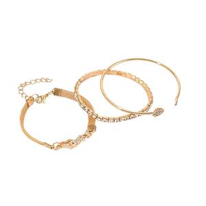 Conjunto de Pulseras de Cristal en Tono Dorado para Mujer, con Diseño de Corazón y Amor, Brazalete Abierto con Pedrería, Regalo de Joyería 2024 - Product Image 4