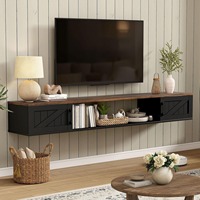 Meuble TV mural flottant noir style ferme pour salon et chambre à coucher, service OEM