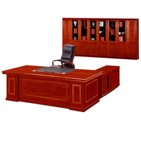 Bureau de direction en bois classique de luxe, extensible, grand format, avec comptoir latéral, design traditionnel, très vendu en Chine, modèle A-16