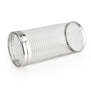 Panier de barbecue en acier inoxydable 20,3x9,5x9,5 cm, cage à fumée cylindrique portable avec couvercle pour grillades en extérieur - Product Image 2