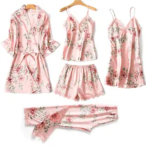 Best Selling Beautiful OEM Hot Sale Silk Like SET Womens Solid Sleepwear With Competitive Cheap Price