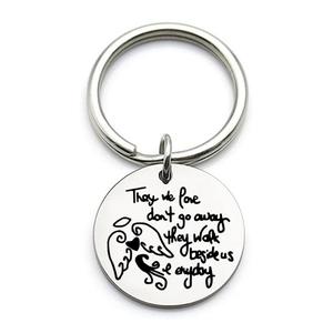 Stainless Steel Motivational Keychain Those We Love Don't Go Away Happy Birthday Carabiner for Personal &amp; <strong>Corporate</strong> <strong>Gifts</strong> - Product Image 3