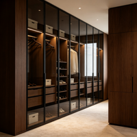 Armario Modular de Madera Moderno y Personalizable con Puertas de Vidrio, Ecológico, Duradero, Fácil de Montar, Mueble de Dormitorio para el Hogar