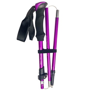 Bâton <span class=keywords><strong>de</strong></span> randonnée pliable en aluminium ultra-léger, télescopique 5 sections, poignée EVA, verrouillage rapide pour le camping et la randonnée - Product Image 1