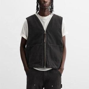 맞춤 남성 데님 조끼 남성 지퍼 데님 조끼 - Product Image 1