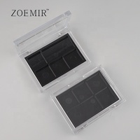 Palette de maquillage transparente noire à 4 compartiments pour fards à paupières, blush, correcteur et illuminateur, pour le rangement de poudres