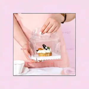 Новинка, стильная прозрачная коробка для торта с ручкой, креативная упаковка для пищевых продуктов, Подарочная коробка для цветов на заказ