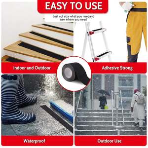 Cinta antideslizante de PVC de alta resistencia, pegatina de tracción de goma de agarre impermeable negra, adhesivo sensible a la presión para monopatines de escaleras - Product Image 6