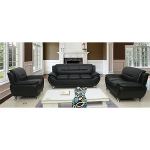 新款现代工厂批发黑色人造革簇绒金属腿美式组合沙发在wayfair上最畅销