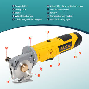 무선 로터리 패브릭 커터, 가죽 및 카펫용 다층 전기 직물 가위, 배터리 2 개 포함, 무선 가위 12V - Product Image 2