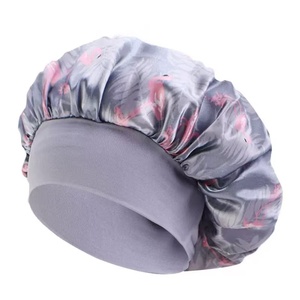 Nouvelle Bonnette <span class=keywords><strong>de</strong></span> <span class=keywords><strong>Nuit</strong></span> en Satin <span class=keywords><strong>de</strong></span> Soie, Chapeau en Satin Convient aux Femmes et aux Hommes aux Cheveux Bouclés, <span class=keywords><strong>Bonnet</strong></span> Élastique à Large Bande Imprimé - Product Image 2