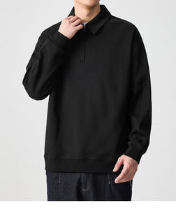 Sweat-shirt pour homme en coton 100% Terry, coupe ample, uni, avec demi-zip, imprimé en sérigraphie, logo personnalisé, style décontracté pour l'hiver - Product Image 5