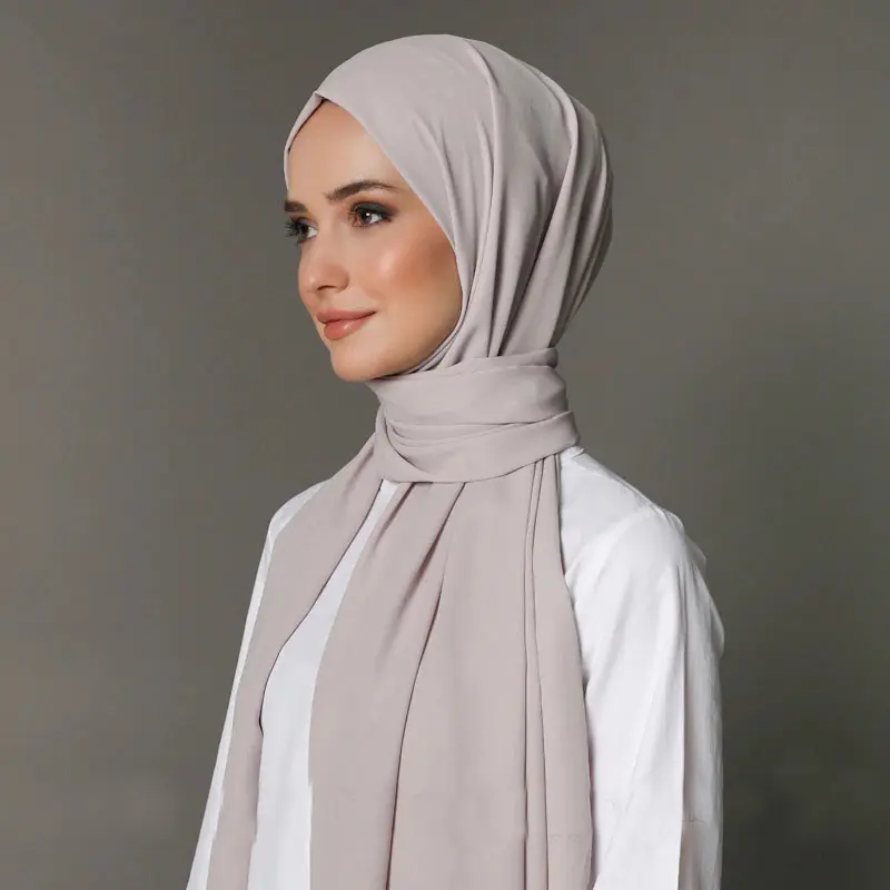 Hot Koop 78 Kleuren Islam Maleisië Dubai Moslim Hijab Georgette Bubble Chiffon Sjaal Effen Effen Kleur Parel Chiffon Shawl