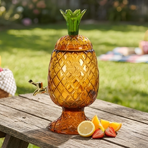Jarra de Cristal Creativa con Diseño de Piña para Vino y Cócteles, con Grifo de Latón, 5L, Hecha a Mano, Diseño Tropical, Apta para Lavavajillas, Ideal para Fiestas - Product Image 3