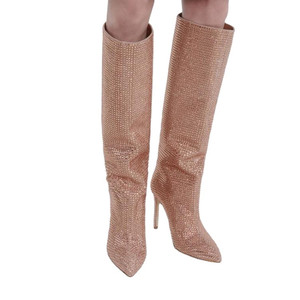 Bottes à talons aiguilles sexy pour femme, personnalisées, avec strass, pour mollets larges, collection 2026 - Product Image 5