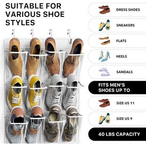 24 Pockets Over the Door Hanging <b>Shoe</b> Organizer Non-woven & Clear PVC <b>Shoe</b> Storage Bag - Product Image 5