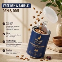 Couvercles personnalisés à décoller avec logo pour tubes en papier de nourriture pour chats, emballages ronds en aluminium pour snacks et chips