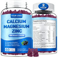 Vente en gros d'usine, bonbons gélifiés naturels au calcium, magnésium et zinc, complément alimentaire, améliore l'immunité, 1 à 2 doses par jour, étiquette privée