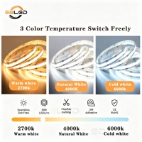 Bande LED CCT COB en cuivre, blanc réglable, 24V, 600 LED/m, 2700K-6500K, étanche IP65, IRC90+, télécommande dimmable pour