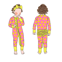 Combinaison personnalisée confortable en bambou imprimé avec fermeture éclair, idéale pour les jeunes filles, tendance et facile à porter, décontractée pour l'automne