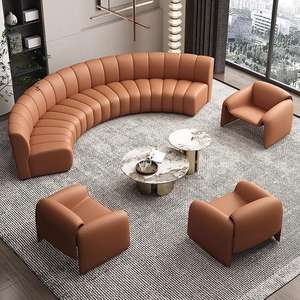 Ensemble de canapés d'hôtel en cuir courbé avec deux fauteuils pour hall d'accueil et salles VIP - Product Image 4