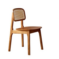 Chaise de salle à manger Kaman en rotin, style nordique minimaliste, en bois massif, pour usage commercial (restaurants, salons de thé, maisons d'hôtes)