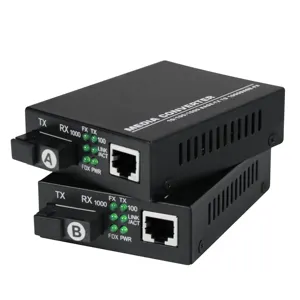 Fast การจัดส่ง Netlink 20กม.10/100/1000M Bidi 1310/1550nm RJ45 Sc Fiber Media Converter