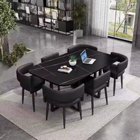 Ensemble de salle à manger extensible moderne à succès, 1 table et 6 chaises pour la maison, le restaurant, le bar, le bureau, l'appartement, meubles de luxe