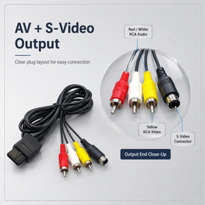 1.8M มัลติฟังก์ชั่นทีวี AV S-Video สายเคเบิลคอมโพสิตสำหรับซูเปอร์นินเทนโด <span class=keywords><strong>64</strong></span> เกมคิวบ์ NGC N64 SNES เกมอุปกรณ์เสริมสายวิดีโอ RCA - Product Image 2