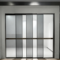 Système parfait Porte coulissante à quatre panneaux ultra-mince Porte de séparation en verre et alliage moderne Convient pour la chambre à coucher, la cuisine et le balcon