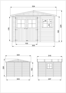 Timbela M335 Wooden Garden <b>Shed</b> 9m 2-17mm <b>Panels</b> Easy Assembly 324 X 316 X 226cm Outdoor Workshop Space Nature Pressure Treated - Product Image 5