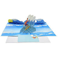 Nouvel Arrivage Vente en Gros Usine Cartes de Vœux 3D Pop-up Thème Surf Cartes en Papier pour Remerciements et Anniversaires