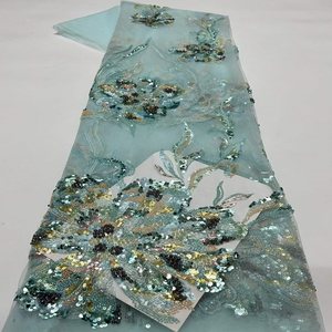 Tissu de mariée de luxe brodé de sequins en maille d'Oman pour robes de mariée irakiennes et vêtements de haute couture pour femmes - Product Image 3
