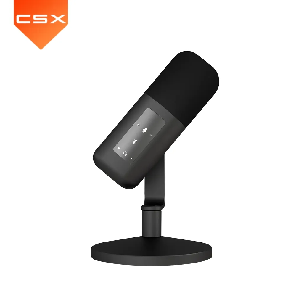 CSX Professional PD10 Microphone d'équipement de studio de musique d'enregistrement dynamique USB pour podcast avec entrée XLR et Type C