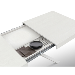Eva <b>Extendable</b> <b>Dining</b> <b>Table</b> 95 To 145 Cm White Ash Melamine Top Mdf Base Internal Use - Product Image 3