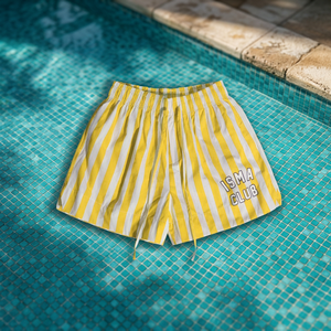 Pantalones cortos de playa a rayas Pastel para hombres y mujeres tela de algodón transpirable con bordado estampado estilo Streetwear hecho en Vietnam - Product Image 1