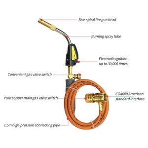 شعلة لحام NX003 خالية من الأكسجين صغيرة عالية الحرارة من سبائك الألومنيوم مفتاح مزدوج 1370C مشعل لحام بالغاز برو تبريد الهواء للنحاس - Product Image 5