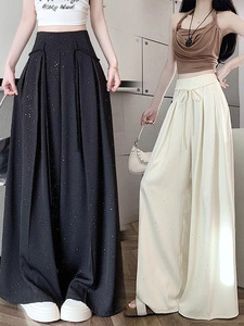 Gonna Pantalone Plissettata Baggy su Misura con Texture Glitterata e Dettaglio Nastro, Vestibilità Comoda per Look Casual e Street Style - Product Image 5