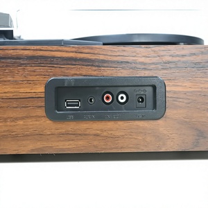 Tourne-disque en bois avec haut-parleurs stéréo Bluetooth intégrés, 3 vitesses, couvercle anti-poussière transparent, vente en gros d'usine - Product Image 2