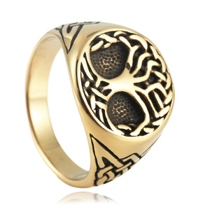 Tree Of Life <b>Ring</b> Men's Stainless Steel Geometric Plant Pattern Silver Color Gift Jewelry 24018 - Product Image 4
