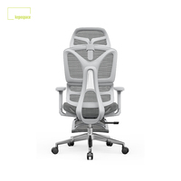 Chaise de bureau ergonomique en tissu mesh durable et respirant, avec accoudoirs réglables, pivotante et mobile, avec repose-pieds
