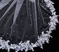 Perles élégantes de mariée belle Cape broderie de haute qualité voile de mariage dentelle ivoire longue épaule fluide châle voiles