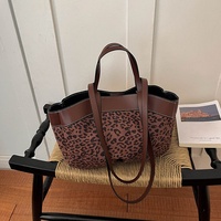 Sac fourre-tout léopard en suède doux avec fermeture éclair, idéal pour l'été, le quotidien et les trajets – Nouvelle collection transfrontalière, en stock