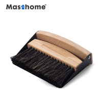 Masthome शुद्ध प्राकृतिक लकड़ी पर्यावरण सफाई ब्रश और धातु छोटे Dustpan सेट लघु संभाल मेज लकड़ी के ब्रश