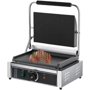Non-Stick Electric Griddle Barbecue Machine Stainless Steel Commercial Contact Sandwich Panini Press Grill